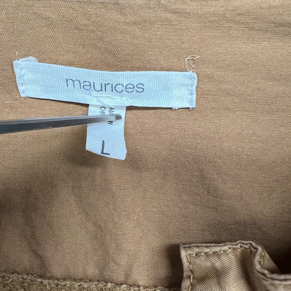 Maurices Criss Cross Lace Shoulder Lightweight Brown Jacket Womens Large - Picture 2 of 6